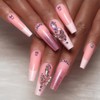 Rchovsam Xl Pink Nails Press on Long Coffin False Nails