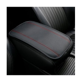 iolory Car Console Cover,Car Armrest Box Pad,Premium PU Leather Automotive Armrest Cover,Four Seasons Universal Arm Rest Cover,Automotive Interior Accessories,Suitable for Cars,SUVs,RVs (Black&Red)