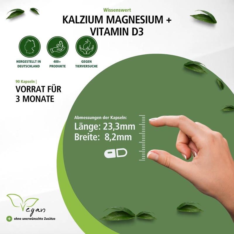 fairvital Calcium Magnesium Citrate Plus Vitamin D3-90 Capsules, High Dose,