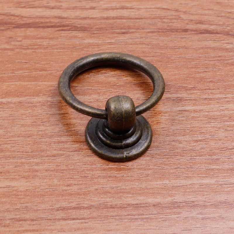 Pastlla 6 Pcs Metal Bronze Round Ring Drawer Pulls 1.38"