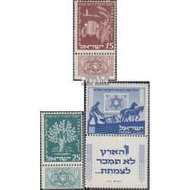 Israel 59-61 with Halbtab (complete.issue.) fine used/cancelled 1951 jewish Nationalfonds (Stamps for collectors) wine/agriculture