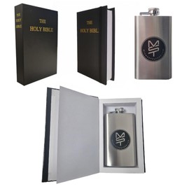 Novelty Gift | Holy Bible with 6 oz Bottle | Lost First Page of Italian Red Dwarf - Secret Compartment