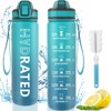 QLUR Water Bottle with Straw, 32 oz Motivational Water Bottles with Time Marker to Drink, Tritan BPA Free, 1L Sports Water Bottle with Carry Strap LeakProof for Women Men Gym Fitness Outdoor