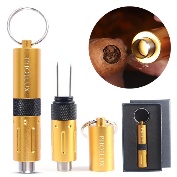 Phoelux Cigar Punch Multitool 2-in-1, Cigar Hole Opener and Twin