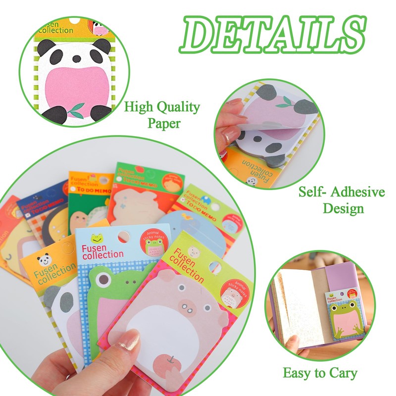 GGTTNRT 32 Pack Sticky Notes Cute Animal Sticky Notes 8