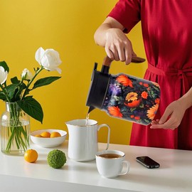 316 Stainless Vintage Floral Pattern Tea Pot,With Infusers Tea, 1000ml Thermal Carafe With Lid For Hot Drinks(green)