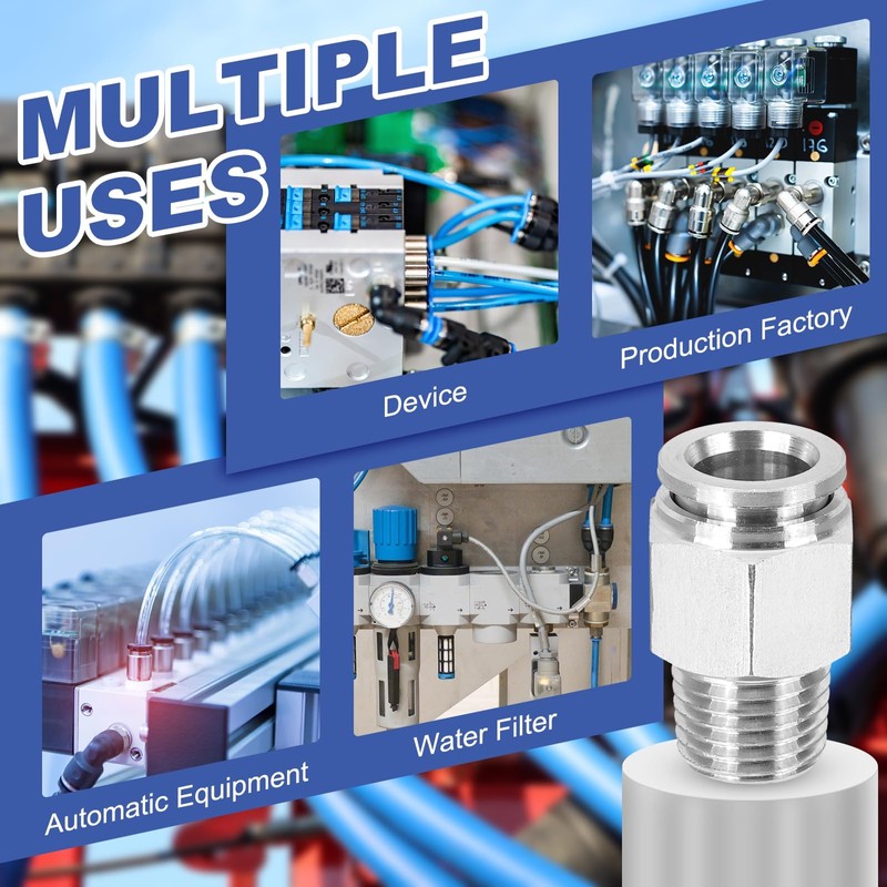 sourcing map 2 Pcs NPT Push to Connect Air Fittings,