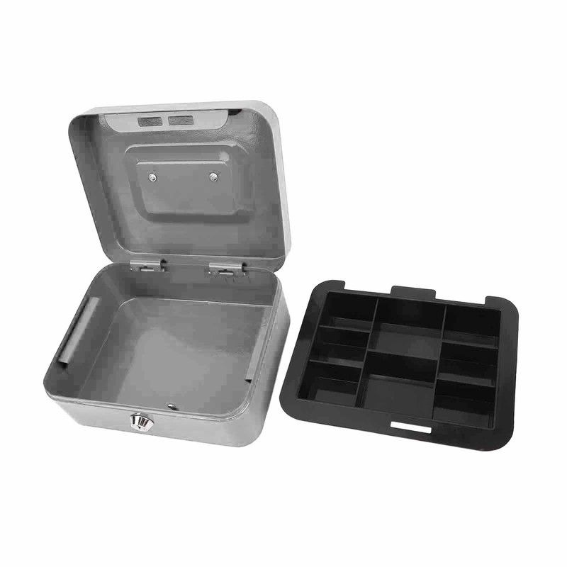 Small Locking Cash Box Portable Double Layers Safe Metal Money