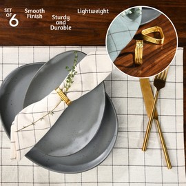 Folkulture Gold Napkin Rings Set of 6, Rustic Metal Napkin Rings for Farmhouse, Thanksgiving Napkin Rings or Cloth Napkins Holders, Boho Napkin Rings for Christmas Table, Golden