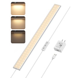 ASOKO Under Cabinet Lights, Upgrade 16inch LED Closet Light with Dimmable 3000K Warm White and Memory Function, Plug-in Under Counter Lights for Kitchen/Desk/Shelf/Workbench/Display Case/Room