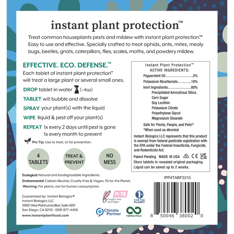 Instant Plant Protection (4Tablets) Self-Dissolving Tablets | Peppermint Spray for