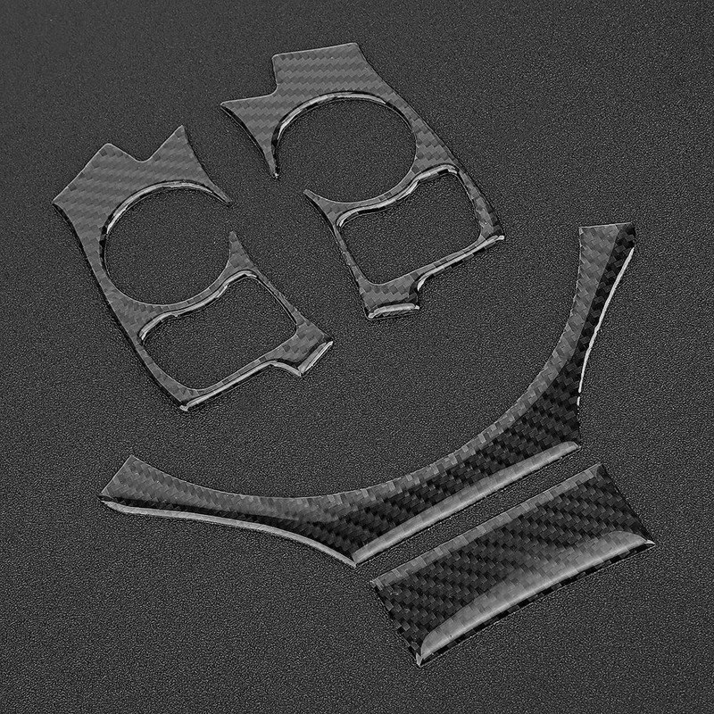 4Pcs/Set Carbon Fiber Steering Wheel Trim Cover Car Refitting Fits