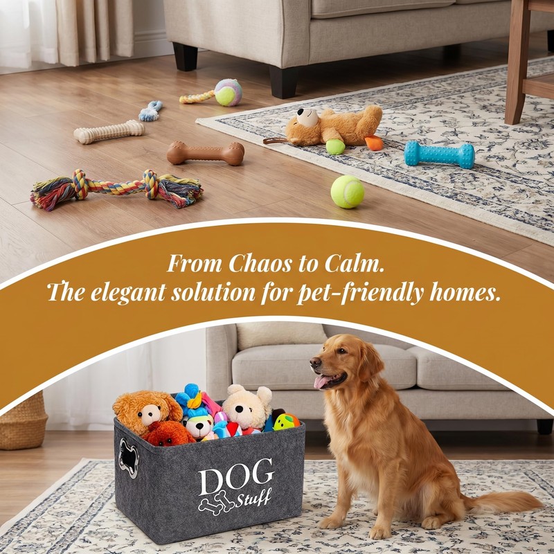 SMYJDMM Dog Toy Box, 2Pcs Dog Toy Storage 38 x