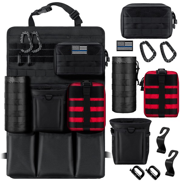 bvya Tactical Car Back Seat Organizer with 4 Molle Pouches