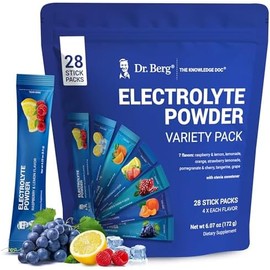 Dr. Berg Nutritionals- Paquetes de electrolitos en polvo sin azúcar del Dr. Berg (paquete variado) Mezcla de bebida diaria con electrolitos 28