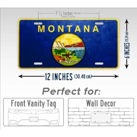 SignsAndTagsOnline Montana Weathered Metal Flag License Plate Antique MT State Flag Auto Tag