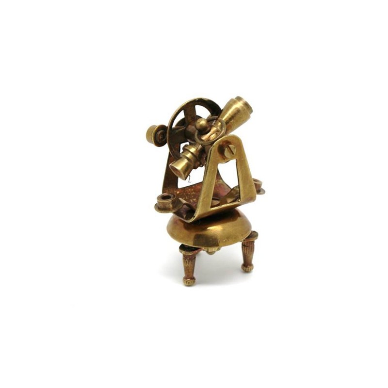 Set of 5 Brass Miniature Nautical Replicas–Vintage-Style Telescope, Compass, Sextant,