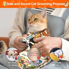 Mity rain Cat Grooming Supplies - Cat Wrap for Cutting Nails with Cat Nail Clipper, Cat Restraint for Nail Clipping to Anti-Runaway/Scratch/Bitten, Cat Swaddle Wrap for Calming & Holding Cat (Large)