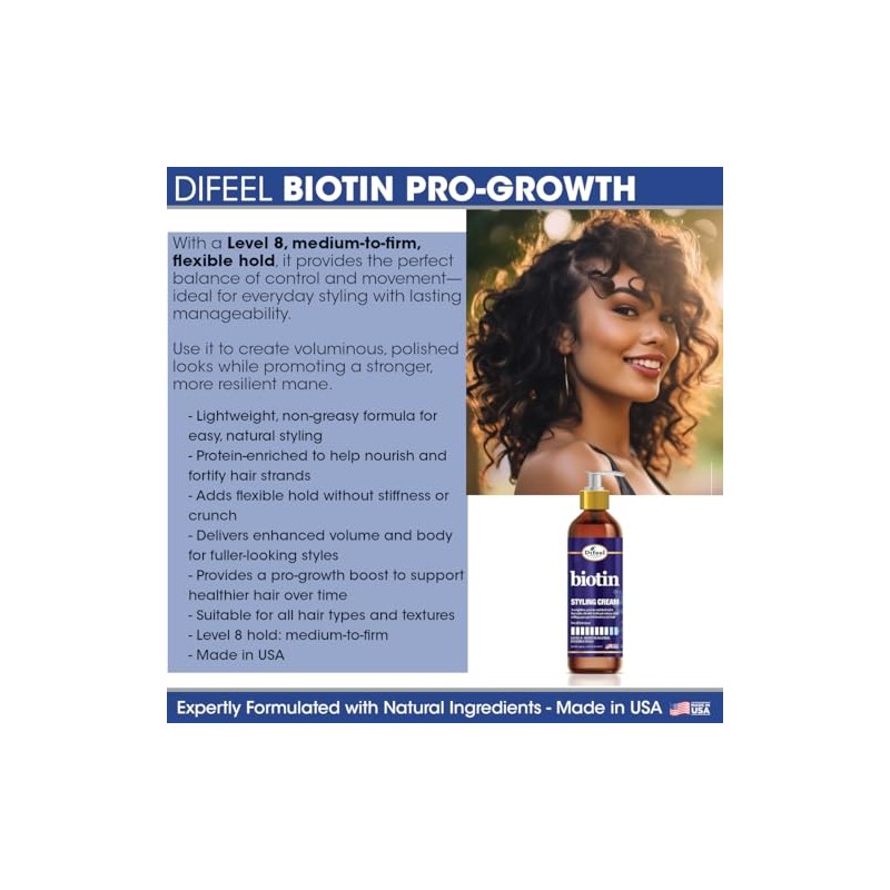 Difeel Biotin - Crema para peinar de 12 onzas, nivel