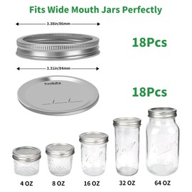 Esuduky 36Pcs Mason Jar Lids with Rings Wide Mouth, Upgrade Canning Lids with Rings/Bands for Ball, Kerr Jars and More, Split-Type with Leak Proof & Airtight, Food Grade Material for Mason Jars