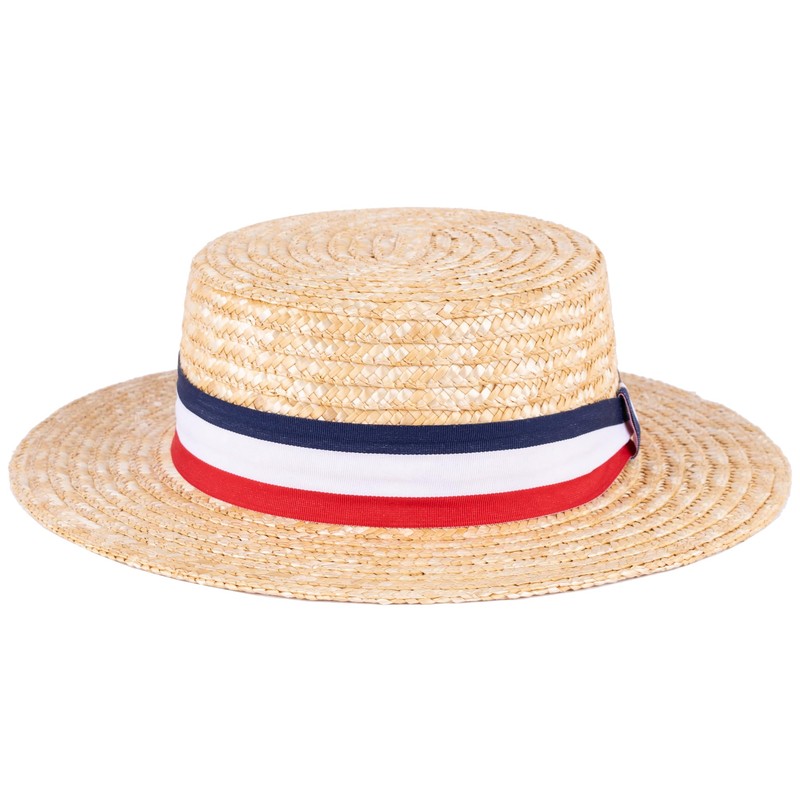 ZAKIRA Classic Straw Boater Hat Handmade from Natural Straw in
