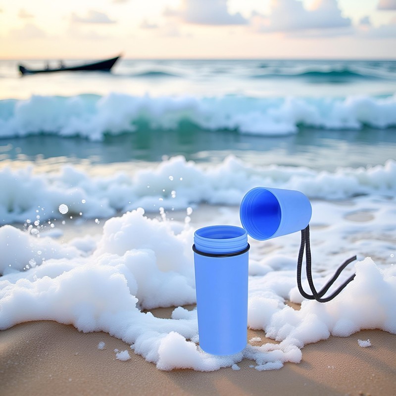 Blue Waterproof Storage Bottle Container with Lanyard – Floating Dry