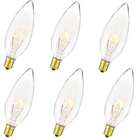 40 Watt Clear Candelabra Base (E12) 110V_120V,Flame Shaped Incandescent Chandelier Light Bulbs,Dimmable, Warm White (6)