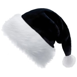 2pcs Black Santa Hat Sparkly Xmas Hats for Kids,Thickened Classic Father Christmas Hat Santa Costume,Sequin Xmas Hat Plush Luxury Santa Claus Hat,Xmas Party Hat Cap for Boy Girl Xmas Holiday New Year