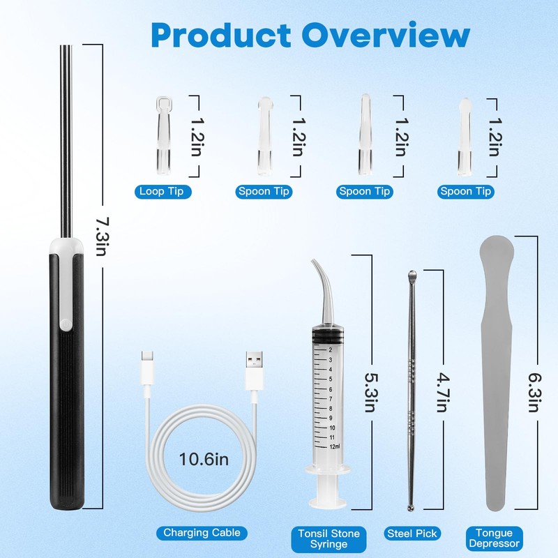 Tonsil Stone Remover Kit with Camera, Visual Tonsil Stone Removal