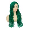 Long Curls Green Waves Wig Women Side Parts Natural Shape