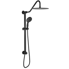 Sarlai Rain Shower Head with Handheld Spray - Dual Shower Combo,Stainless Steel 10 Inch Shower Head,5-setting Handheld Sprayer with Plastic Drill-Free Adjustable Slide Bar and Hose, Matte Black