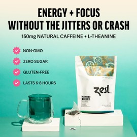 Zest High Caffeine Black Tea Bags – Earl Grey Energy Tea with Natural Bergamot – 150mg Caffeine per Cup – Focus & Morning Breakfast Tea for Energy – Caffeinated Coffee Substitute – 20Ct Pack