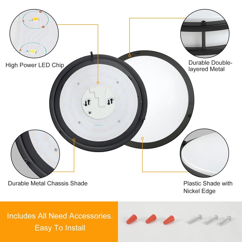 DLLT 30W Modern LED Flush Mount Ceiling Light with Remote,