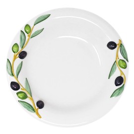 Lashuma Handmade Italian Ceramic Soup Plate Deep Plate Relief Decor Olives Round Dinner Plate Size 23cm