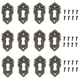 yukata 12PCS Bronze Keyhole Covers Door Covers Decorative with Screws Key Plate Square Vintage Corner Code Antique Key Hole Cover