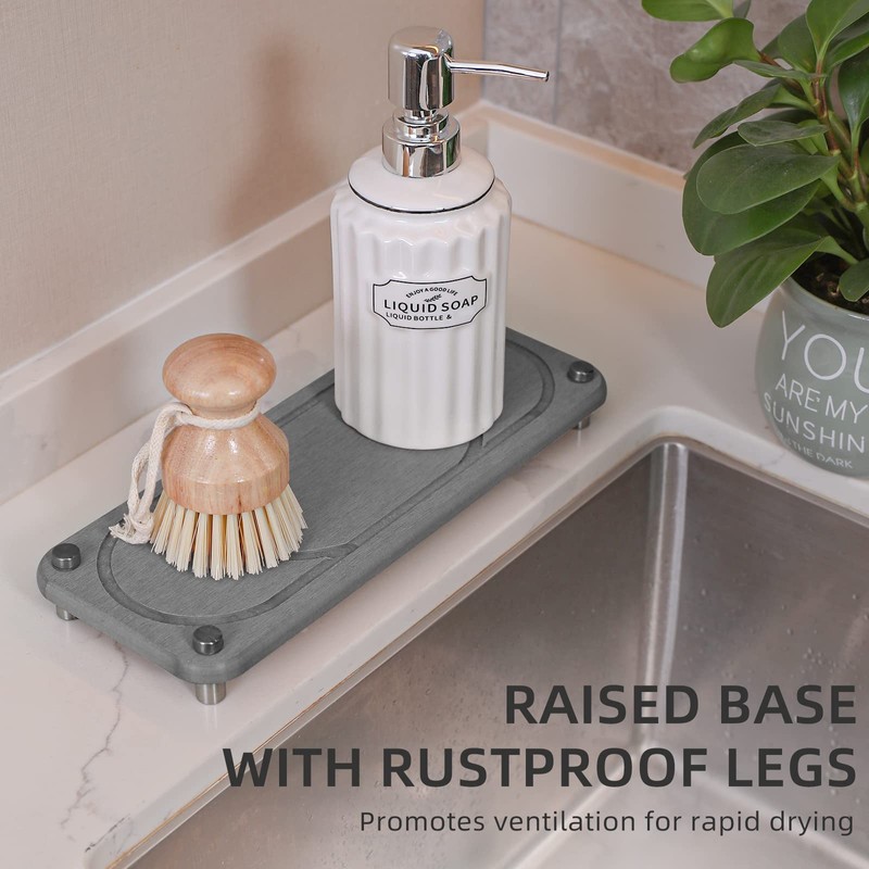 SUEH DESIGN Sink Organiser, Instant Dry Kitchen Organiser, Grey