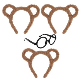 CURASA Chipmunk Ears Round Frame Glasses Brown Bear Ears Headband Animal Teddy Bear Headband Costume