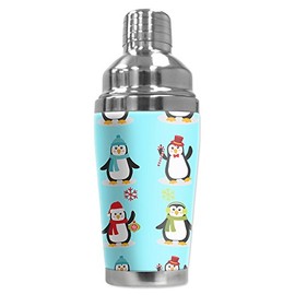 Mugzie 20 Ounce Stainless Steel Cocktail Shaker with Insulated Wetsuit Cover - Penguins