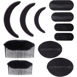 11Pcs Volume Hair Accessory Bases Set,Bump It Up Inserts, Styling Tools, Combs & Clips for Women, Sponge Hair Bun Updo DIY Hairstyles for Effortless Volume & Stylish Looks