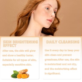 Turmeric Wash and Care Three Piece Set,Tuemeric Facial Cleanser & Turmeric Soap Bar & Turmeric Face Scrub Pads,Turmeric Cleansing Skincare Set for Face & Body, Deep Cleansing