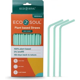 ECO SOUL Straws [100 Count][8.25"] Eco-Friendly Disposable Straws, Cocktail Cold Drink Smoothie Bendable