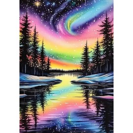 NEWENMO Aurora Borealis Diamond Painting Kits for Adults,5D Forest Scenery Diamond Art Kit,DIY Full Drill Crystal Embroidery Gifts,Diamond Art Craft,for Living Room Home Wall Decoration-30x40cm