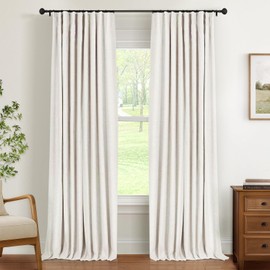 INOVADAY Thermal Sliding Door Curtains 100% Blackout Curtains for Bedroom, Sliding Glass Door Drapes Extra Wide for Patio Linen Textured Farmhouse Window Treatment, Beige, 1 Panel, W50xL84