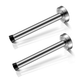 Door Stop, Long Door Stopper, 6 Inch Large Modern Brushed Metal Doorstop Door Holder with Mute Rubber Tip, Heavy Duty Commercial Stainless Steel Solid Doorstopper, Door Stopper Wall (Silver, 6)