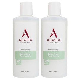 Alpha Skin Care Refreshing Face Wash, Gentle Soap-Free Formula, Citric AHA, Cleanses, Purifies, Tones & Restores pH, All Skin Types, Removes Make-Up & Oil, Anti-Aging Ingredients, 6 Oz, Pack of 2