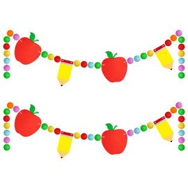 8.2 Ft Back to School Felt Banner Cute Crayons Garland Colorful Pompom Hanging Banner for Kindergarten First Day of School Classroom Home Wall