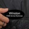 Oval Name Badge Blanks with Pin - 10 Pack (Black)