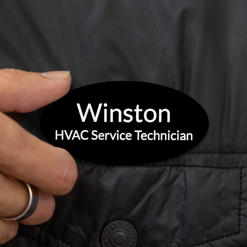 Oval Name Badge Blanks with Pin - 10 Pack (Black)