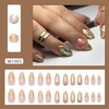 CJDLTS Almond French Tip Press on Nails Medium Length Gold