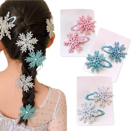 JEYORZY Pack of 6 Snap Hair Clips, Large, Snowflakes Hair Clip, Christmas Snowflakes Hair Pin, Accessories for Thick, Thin and Fine Hair